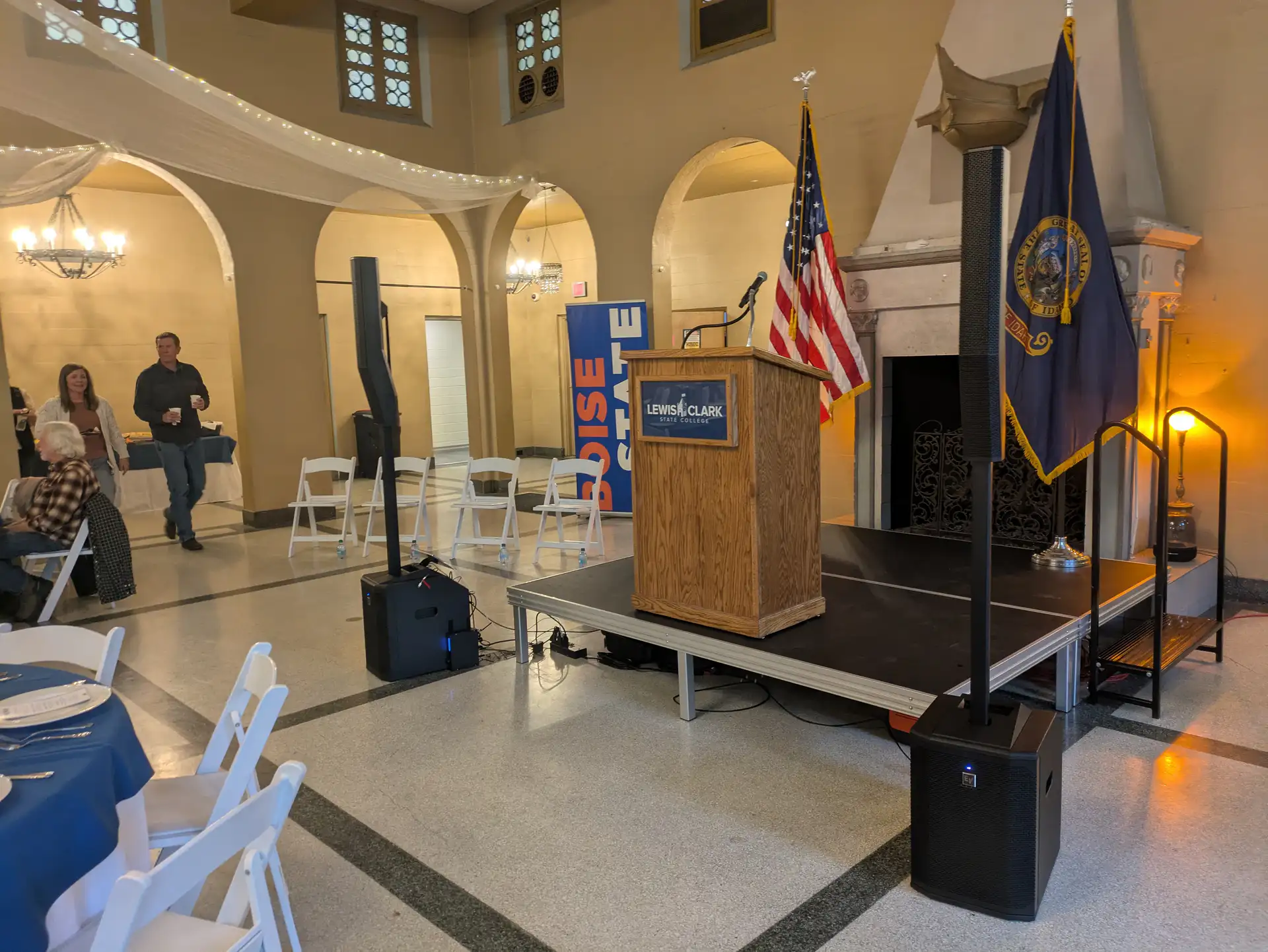Column-array PA rig at a large event