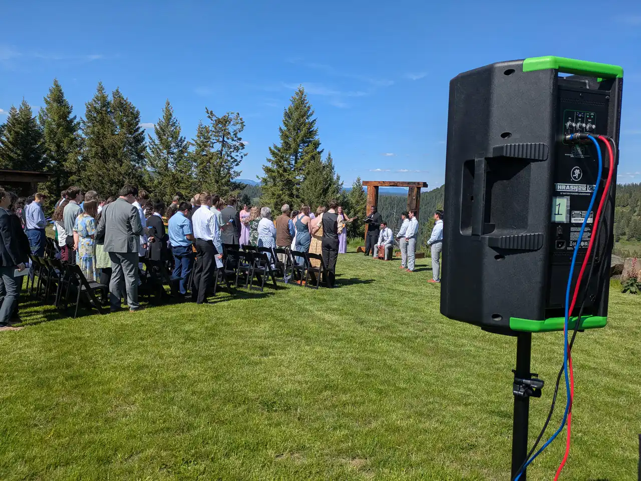Outdoor wedding ceremony with discreet audio